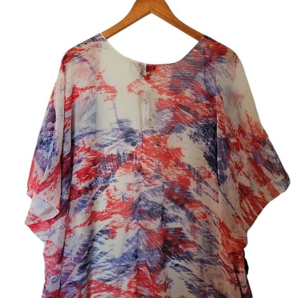 Steve Madden Boho Tassel Kimono Cover Up Geometric Red White Blue One Size NWT - Picture 9 of 9